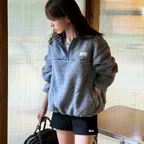 Poddy Fleece Half Zip Up-Charcoal