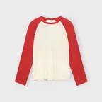 Cut Off Raglan Long Sleeve, Red