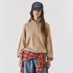 SIKN2200 울 블렌드 하이넥 집업 니트_Beige