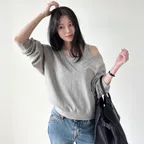 [곰송이 PICK] V-neck MTM sleeveless set [KNFW06TS05]_Melange gray