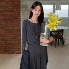 [베뉴엣 X 이주미] [3차] Ment Wrap-tie Top_Charcoal