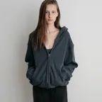 Waffle Hood Zip-Up_Washed Indigo