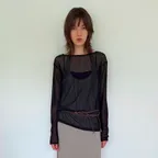 LACE POINT SEE THROUGH TOP (black)