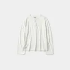 Henley Neck Long Sleeve T-Shirt (White)