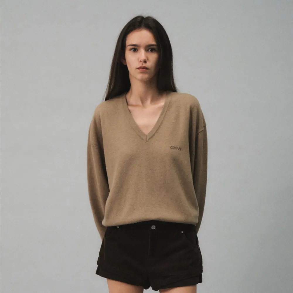 26FW MYLES V-NECK KNIT (KHAKI)