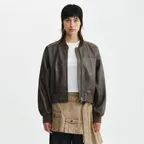 [29cm 단독] FAUX LEATHER RIB COLLAR BLOUSON FOR WOMEN IN BROWN
