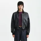 [29cm 단독] FAUX LEATHER RIB COLLAR BLOUSON FOR WOMEN IN BLACK