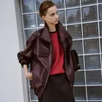 Faux Leather High-Neck Blouson Jumper M505-CL