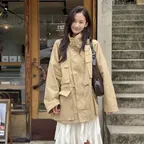 HIGH NECK WASHED WORK JACKET (BEIGE)