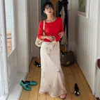 [29EDITION X 설쁘]Blur Bloom Satin Maxi Skirt_CTS636(2color)