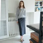 [당일출고] 벨티드 에센셜 롱 스커트_차콜