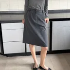 Washed Midi Skirt_2colors