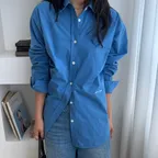 [제제로 PICK] 커브드 헴 셔츠 블루