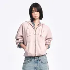 LOW WASHED ZIP-UP HOODIE_SOFT PINK [LC267TS13SF]