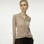 Weightless wool collared henley pullover_Oatmeal