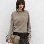Relaxed Fit Boat Neck Knit (Ivory / Beige / Dark Gray)