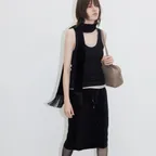 Brushed Velvet Cropped Jersey Skirt (Gray / Brown / Black)