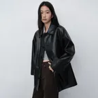 UNISEX LILY ALTER-LEATHER HALF JACKET BLACK_UDJA6C102BK