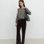 Brushed Velvet Jersey Pants (Ivory / Brown / Black)