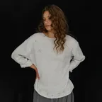 [2차] DAMAGE WAFFLE LONG SLEEVE, WHITE MELANGE