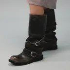 [GROVE X NEGATIVETHREE] SLOUCHY LONG STRAP BOOTS (RUB OFF BLACK)
