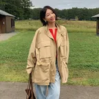 [헤이가가 PICK] HIGH NECK WASHED WORK JACKET (BEIGE)