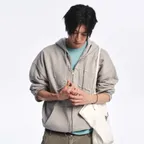 LOW WASHED ZIP-UP HOODIE_MELANGE GREY [LC267TS13MG]