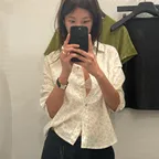 Flower Mid Sleeve Shirt_Blue
