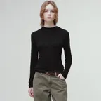 round-neck long-sleeve top (black)