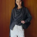 COWL NECK BLOUSE 002 (Check)