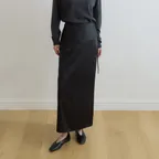 wrap layered long skirt-black