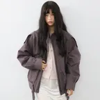 Cotton HighNeck Belted Jacket_Brown