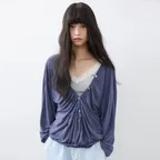 Essential Deep Shirring-Neck Tee (3color)