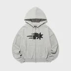 3STAR APPLIQUE HOODIE ZIP UP_GREY(NG2GSUM490A)
