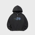 3STAR APPLIQUE HOODIE ZIP UP_CHARCOAL(NG2GSUM490A)