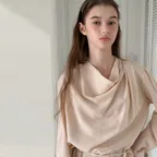 COWLNECK BLOUSE - BEIGE