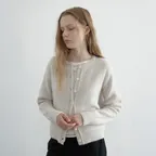 Baby Alpaca Round Neck Cardigan (Snow)