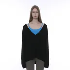 PWC OVERSIZED DEEP V-NECK KNIT TOP_BLACK
