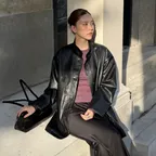[29CM 단독] (나연미픽) HIGHNECK LEATHER JACKET_BLACK