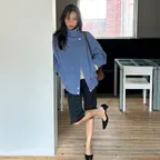 [제현경님 착용] HIGH-NECK COTTON BOMBER JACKET (BLUE)