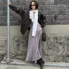 [슈멍 pick] Asymmetric Chiffon Skirt Ash grey