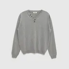 Button V-Neck Sweater (Grey)