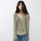 Vintage Garden Cardigan Set_Olive Green