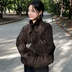 [김가을 PICK] SIOT4213 스웨이드 하이넥 블루종_Brown