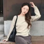 [효선 착용] WIDE DEEP BOAT-NECK KNIT_3COLOR