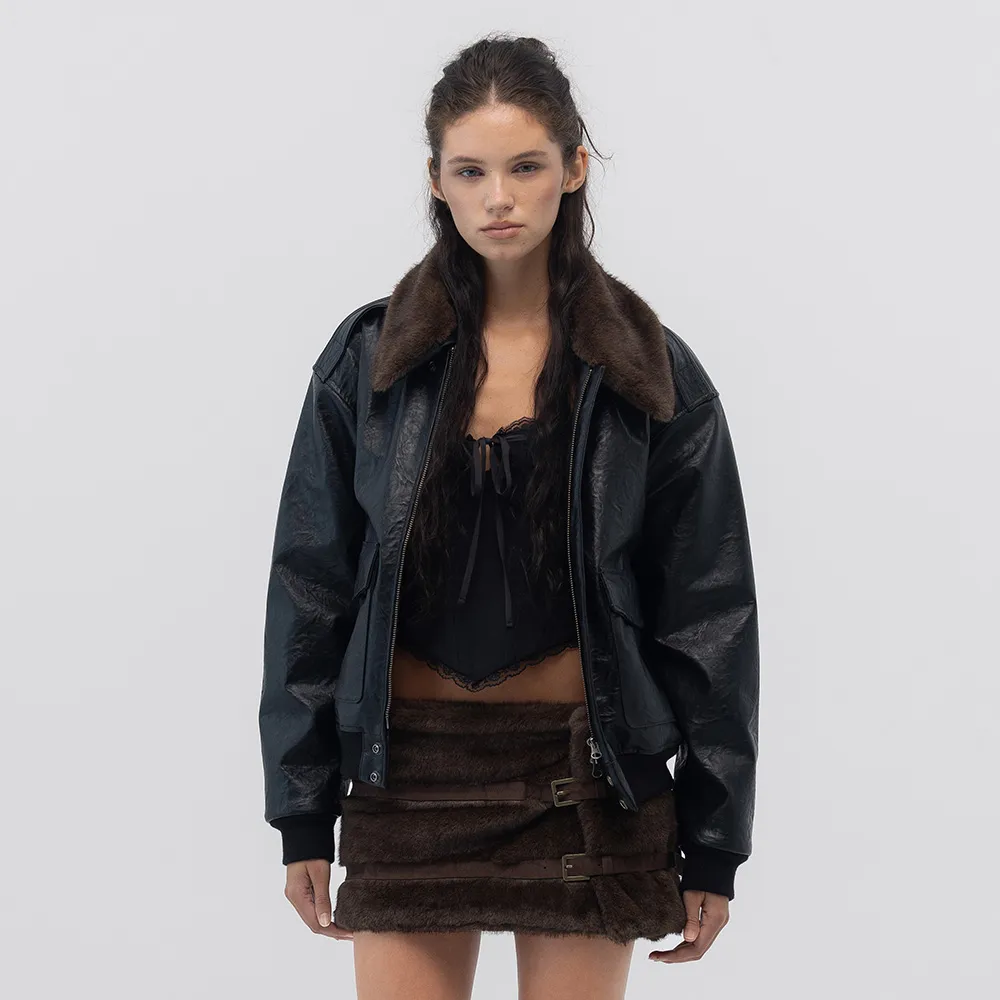 SHEARLING LEATHER JACKET (BLACK)
