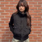 RIBBED HIGH NECK JACKET BLACK