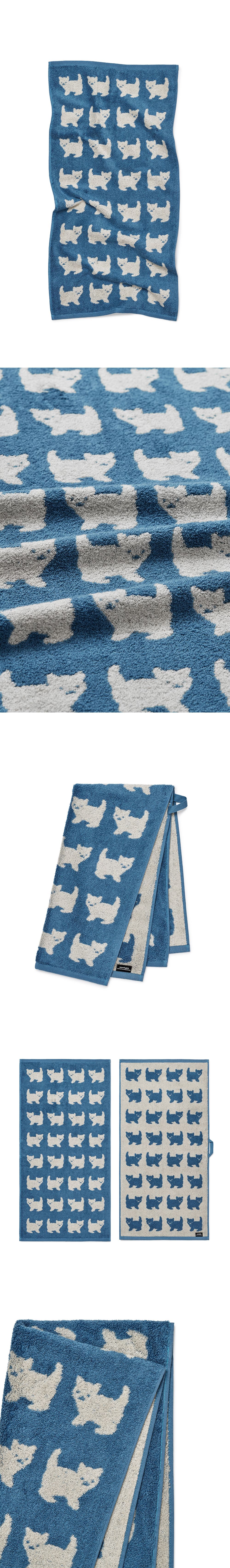 [towelogist x kitty bunny pony] Happy Kitty Sky Blue 40x80cm, 1ea