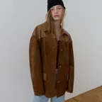 SOFT SUEDE RELAXED HALF JACKET_CAMEL
