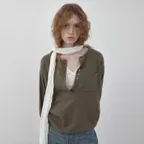 [5차/예약배송] Ato henry neck button knit (khaki)